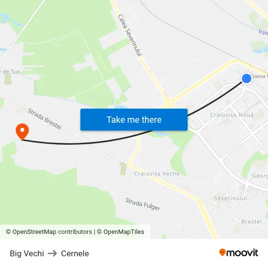 Big Vechi to Cernele map