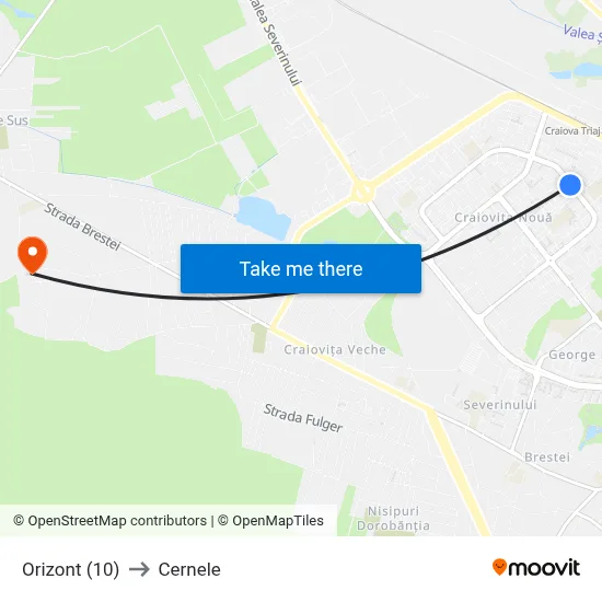 Orizont (10) to Cernele map
