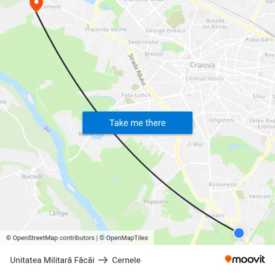 Unitatea Militară Făcăi to Cernele map