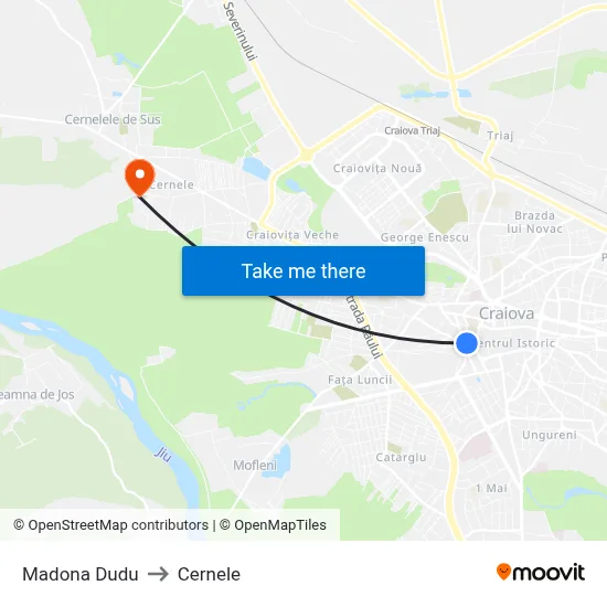 Madona Dudu to Cernele map