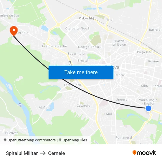 Spitalul Militar to Cernele map