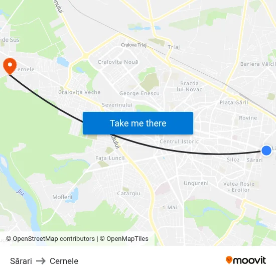 Sărari to Cernele map