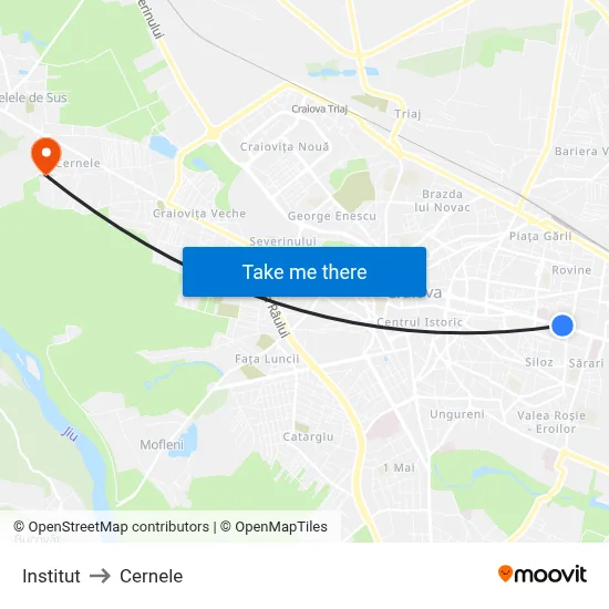 Institut to Cernele map