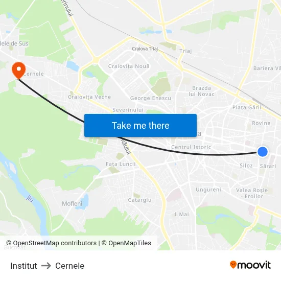 Institut to Cernele map