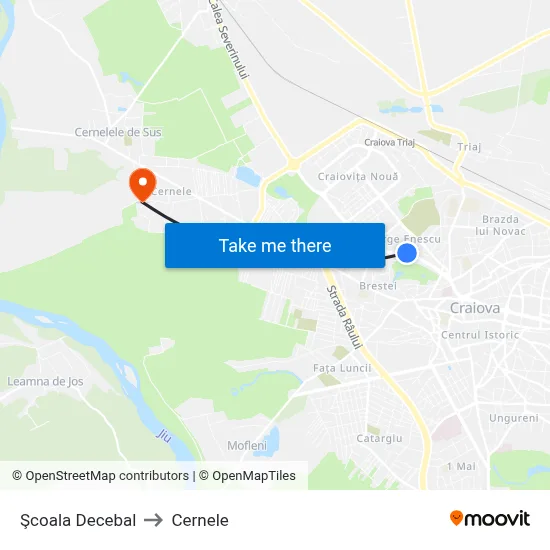 Şcoala Decebal to Cernele map