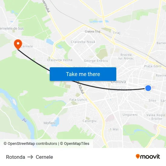 Rotonda to Cernele map