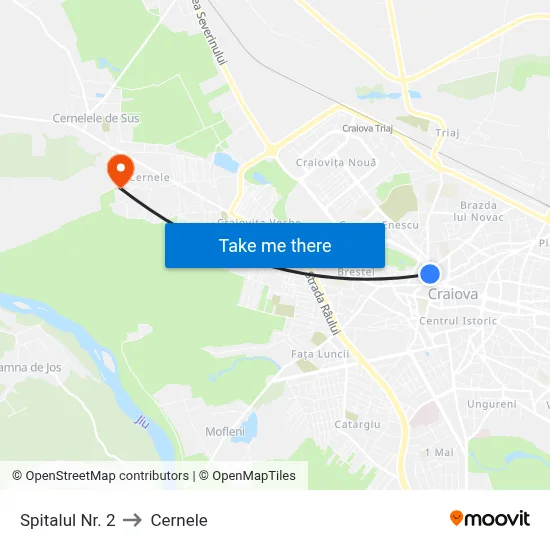 Spitalul Nr. 2 to Cernele map