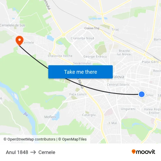 Anul 1848 to Cernele map