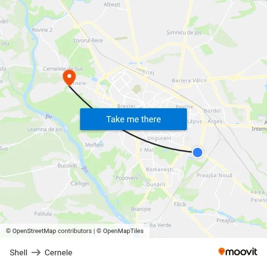 Shell to Cernele map