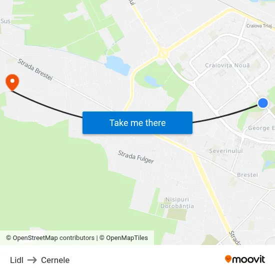 Lidl to Cernele map