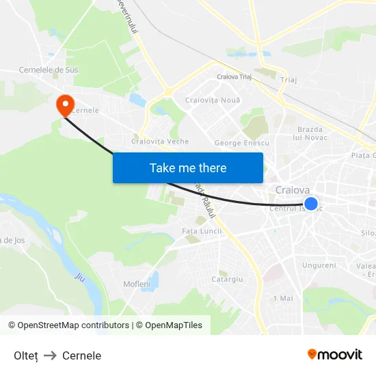 Olteț to Cernele map
