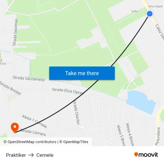 Praktiker to Cernele map