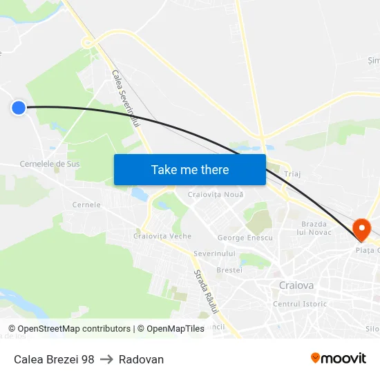 Calea Brezei 98 to Radovan map