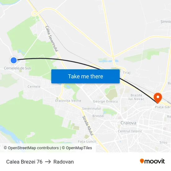 Calea Brezei 76 to Radovan map