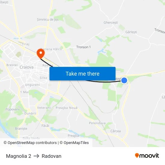 Magnolia 2 to Radovan map
