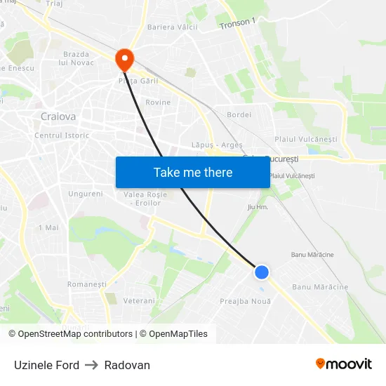 Uzinele Ford to Radovan map
