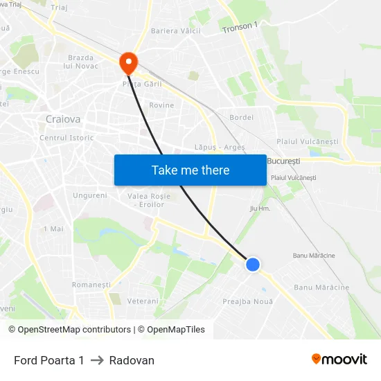 Ford Poarta 1 to Radovan map