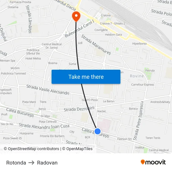 Rotonda to Radovan map