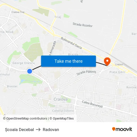 Școala Decebal to Radovan map