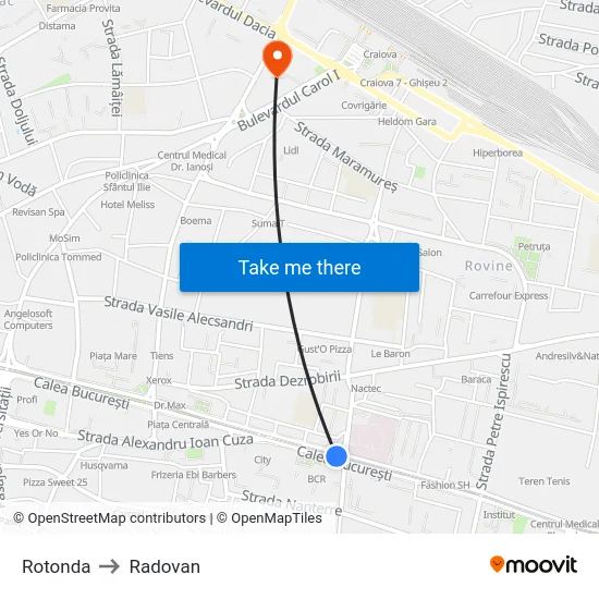 Rotonda to Radovan map