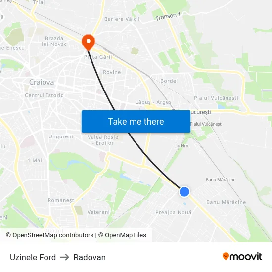 Uzinele Ford to Radovan map