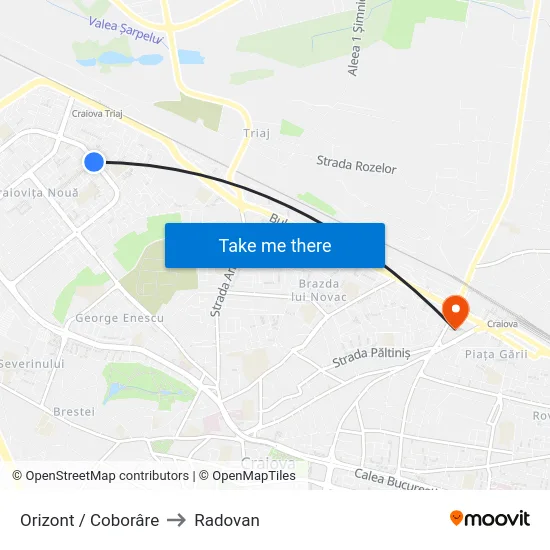 Orizont / Coborâre to Radovan map