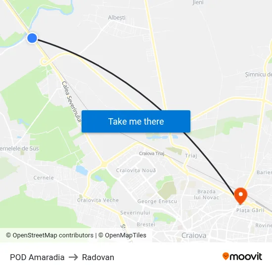 POD Amaradia to Radovan map