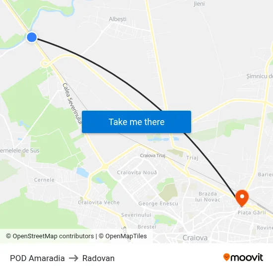 POD Amaradia to Radovan map