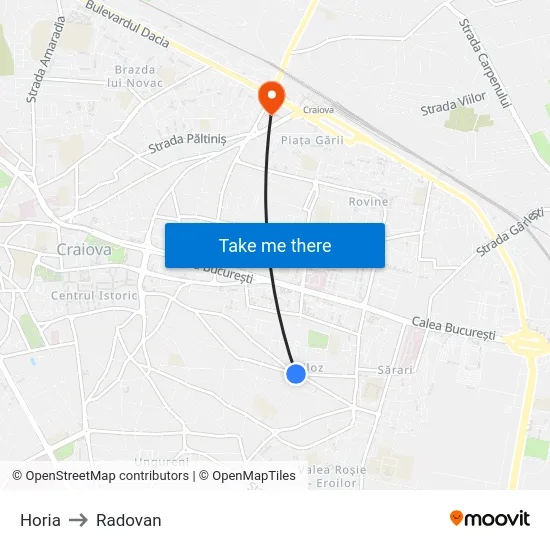 Horia to Radovan map