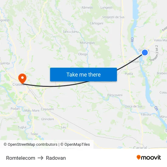 Romtelecom to Radovan map