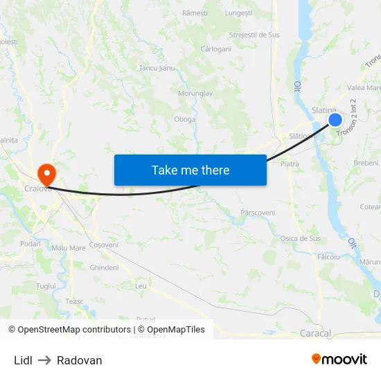Lidl to Radovan map
