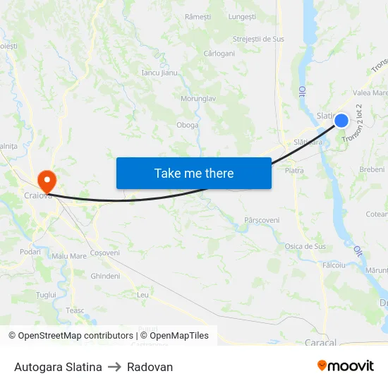 Autogara Slatina to Radovan map