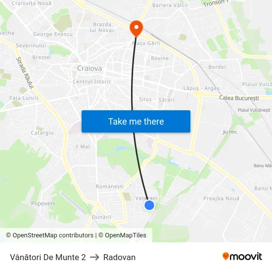 Vânători De Munte 2 to Radovan map