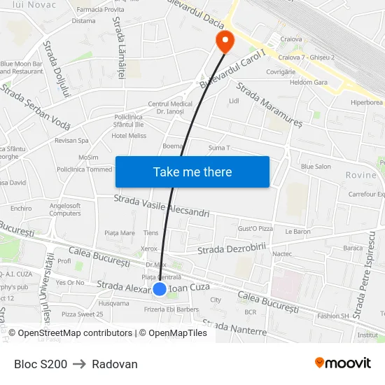 Bloc S200 to Radovan map