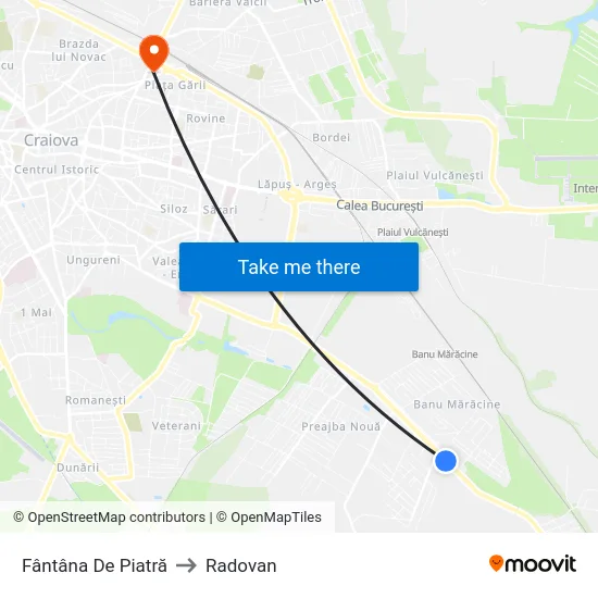 Fântâna De Piatră to Radovan map