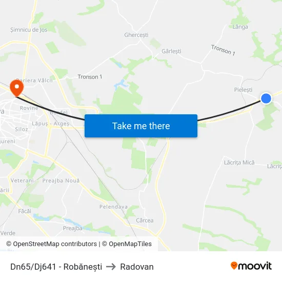 Dn65/Dj641 - Robănești to Radovan map