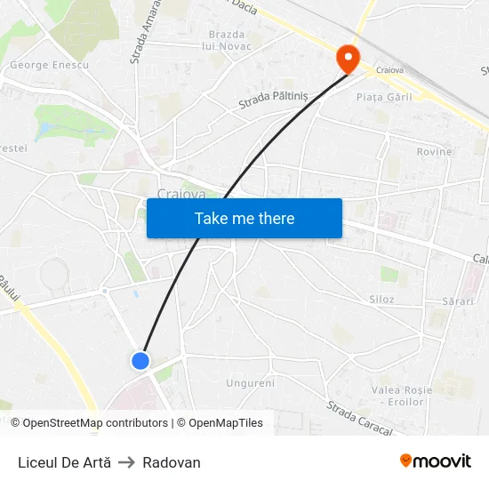 Liceul De Artă to Radovan map