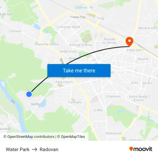 Water Park to Radovan map