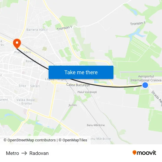 Metro to Radovan map