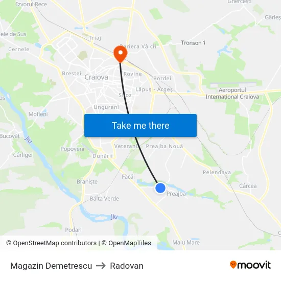 Magazin Demetrescu to Radovan map