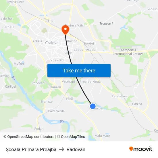 Școala Primară Preajba to Radovan map