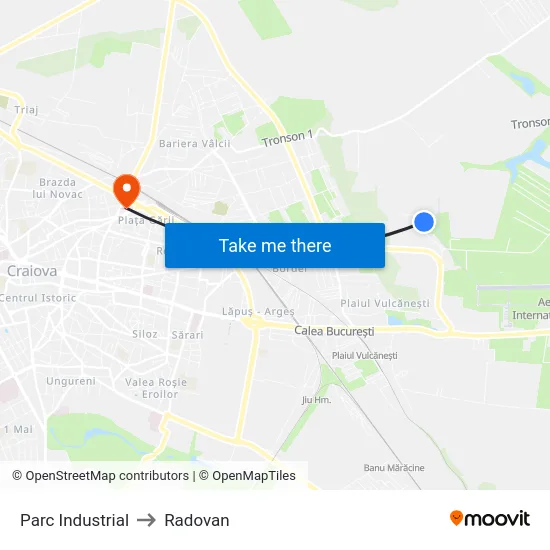 Parc Industrial to Radovan map