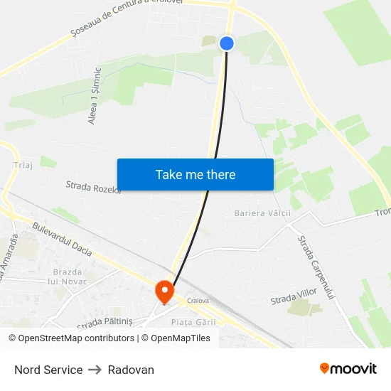 Nord Service to Radovan map