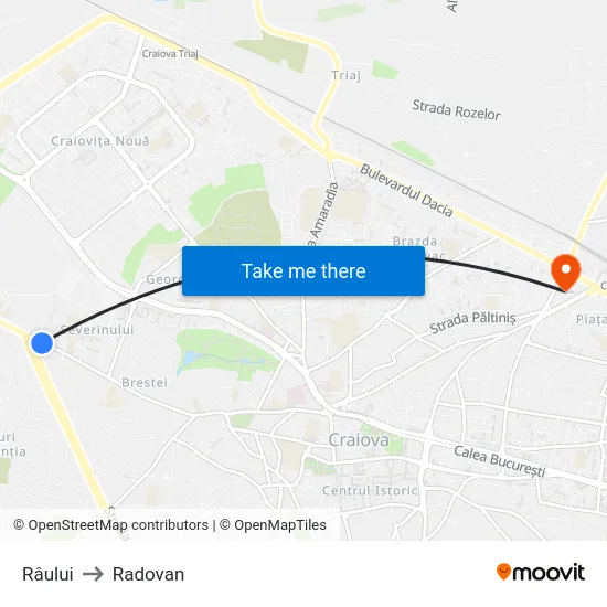 Râului to Radovan map