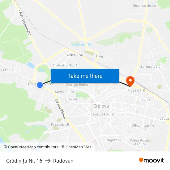 Grădinița Nr. 16 to Radovan map
