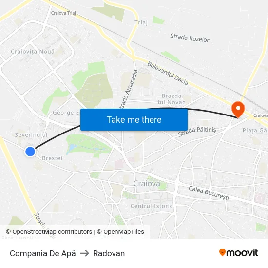 Compania De Apă to Radovan map