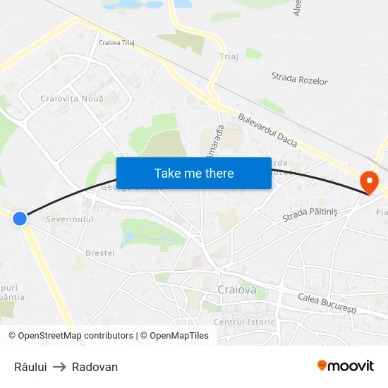 Râului to Radovan map