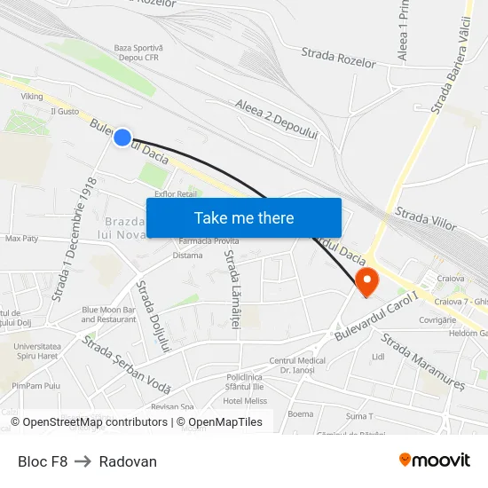 Bloc F8 to Radovan map