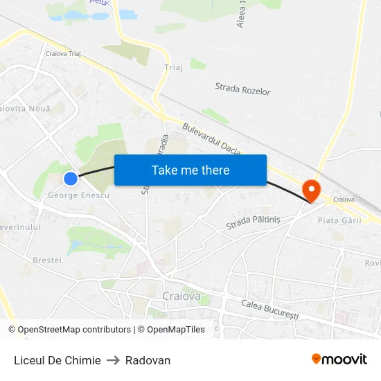 Liceul De Chimie to Radovan map