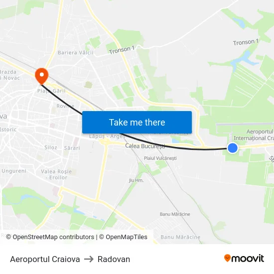 Aeroportul Craiova to Radovan map